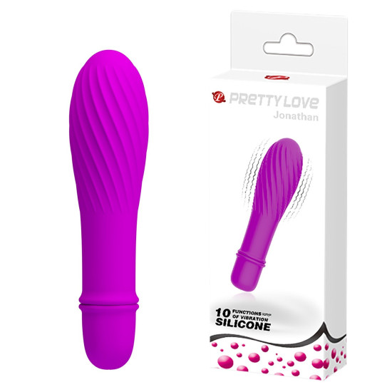 10 Titreşim Modlu Spiral Desenli Mini Silikon Vibratör - Jonathan (Mor)