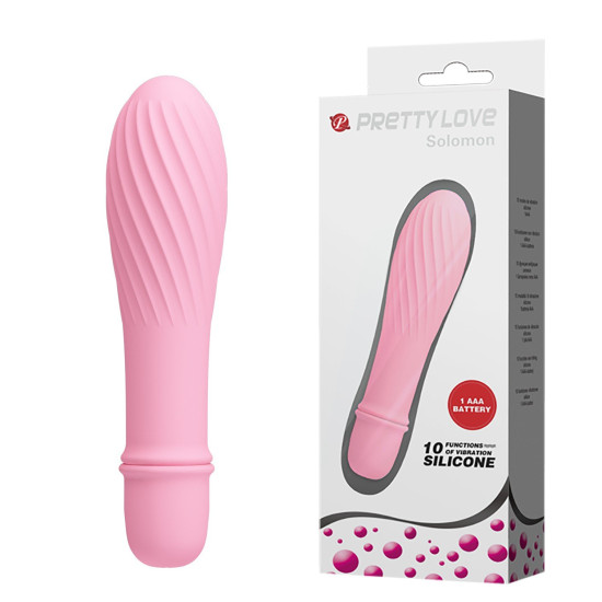 10 Titreşim Modlu Spiral Desenli Mini Silikon Vibratör - Solomon (Pembe)