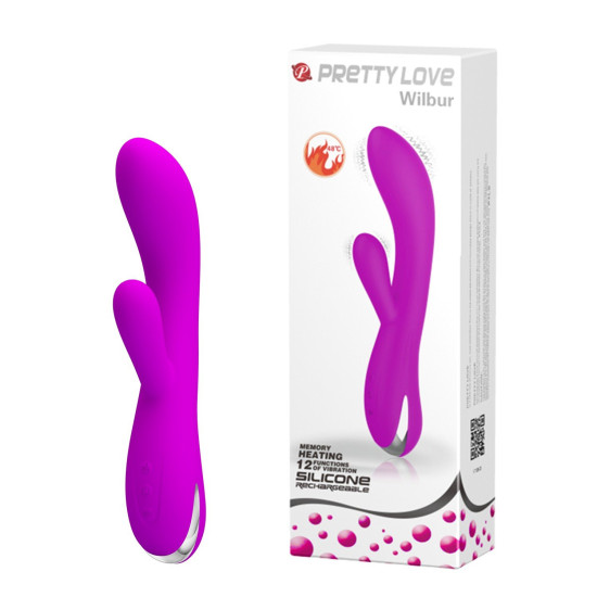 12 Fonksiyonlu Isıtmalı USB Şarjlı Çift Uçlu Rabbit Vibratör - Wilbur
