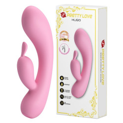 12 Fonksiyonlu USB Şarjlı Çift Uyarımlı Tavşan Vibratör - Hugo (Pembe)