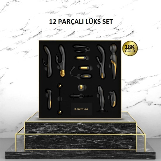 12 Parça Altın Siyah Çiftler Seti – Queen’s Luxury Collection