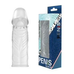 14 cm Damarlı Uzatmalı Şeffaf Silikon Penis Kılıfı