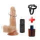 15,5 cm 360° Oynar Başlı Realistik Titreşimli Belden Bağlamalı Dildo Seti