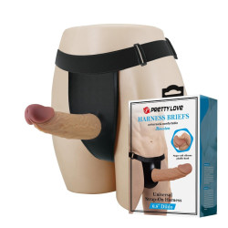 17,5 cm Belden Bağlamalı İçi Boş 7 cm Dolgulu Strapon Penis - Houston