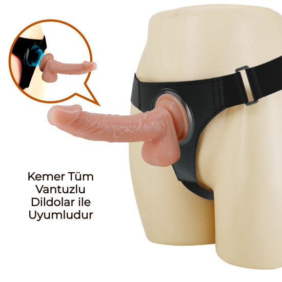19 cm Belden Bağlamalı İçi Dolu Strapon Penis – Kevin