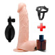 19 cm Pompalı Büyüyen Realistik Penis Anal Vajinal Dildo + Kemer + Kayganlaştırıcı Hediyeli