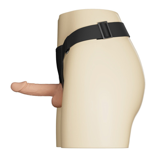 19,4 cm Belden Bağlamalı İçi Dolu Titreşimli Strapon Penis