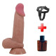 19,4 cm Çift Katmanlı Kıkırdak Yapılı Gerçekçi Melez Belden Bağlamalı Dildo Penis - Duvall