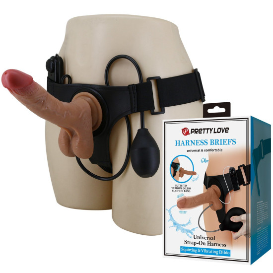 20 cm Belden Bağlamalı Titreşimli ve Boşalabilir Melez Strapon Penis – Oher