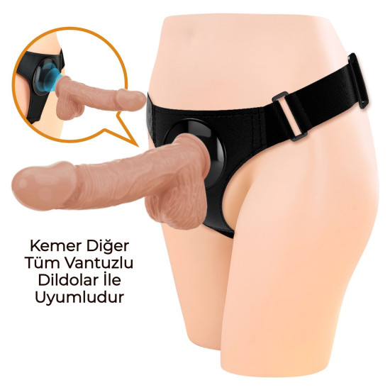 21,8 cm Belden Bağlamalı İçi Dolu Strapon Penis - Jerry