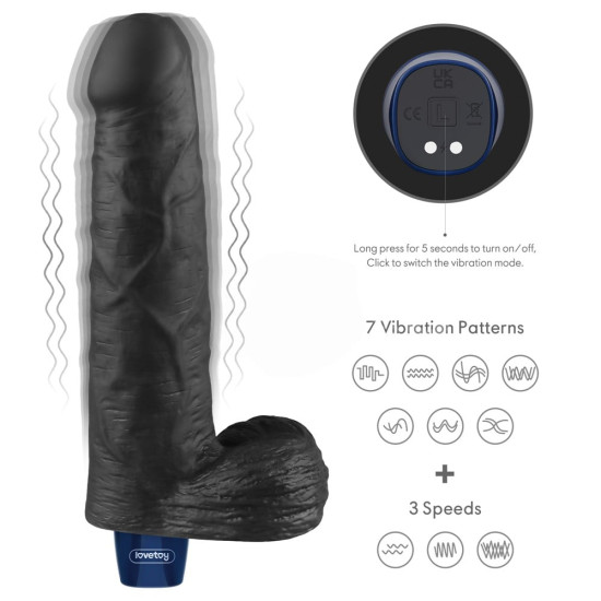 22.6 cm USB Şarjlı Yeni Nesil Realistik Titreşimli Zenci Dildo Penis