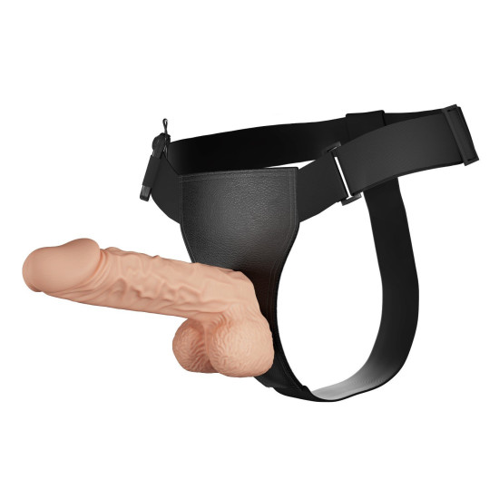 24 cm Belden Bağlamalı İçi Dolu Titreşimli Büyük Strapon Penis