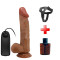 24 cm Çift Katmanlı Gerçekçi Titreşimli Belden Bağlamalı Dildo Vibratör Penis – Buraq