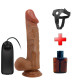 24 cm Çift Katmanlı Gerçekçi Titreşimli Belden Bağlamalı Dildo Vibratör Penis – Buraq