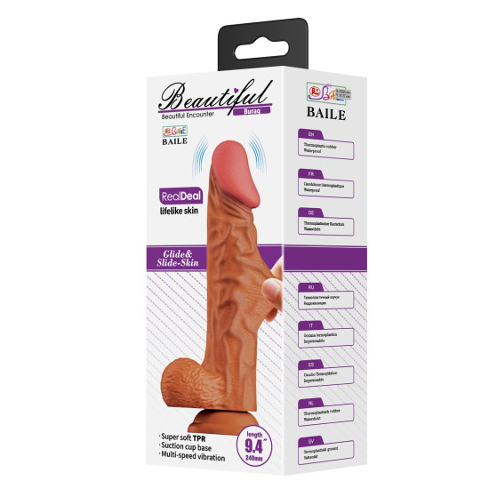 24 cm Çift Katmanlı Gerçekçi Titreşimli Dildo Vibratör Penis – Buraq