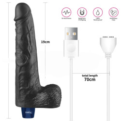 25.3 cm USB Şarjlı Yeni Nesil Realistik Titreşimli Zenci Dildo Penis