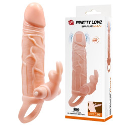 5 cm Dolgu Uzatmalı 10 Fonksiyonlu Çift Titreşimli Penis Kılıfı Prezervatif Vibratör