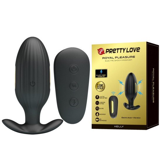 Altın Serisi – 7 Titreşim Modlu, 3 Elektrik Şok Fonksiyonlu, Uzaktan Kumandalı USB Şarjlı Anal Plug – Kelly