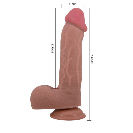 Belden Bağlamalı 23,4 cm Çift Katmanlı Gerçekçi Melez Dildo Penis - Emeka