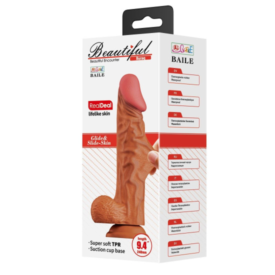 Belden Bağlamalı 24 cm Yeni Nesil Çift Katmanlı Realistik Vantuzlu Dildo Penis - Buraq