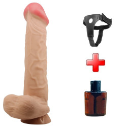 Belden Bağlamalı 26 cm Kıkırdak Yapılı Çift Katmanlı Gerçekçi Dildo Penis - Mendel