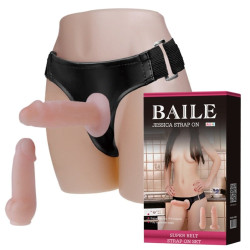 Belden Bağlamalı İçi Dolu 10cm Çift Strapon Penis