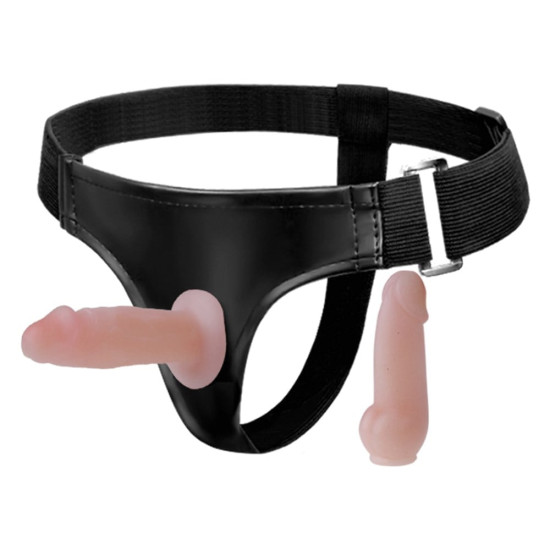 Belden Bağlamalı İçi Dolu 10cm Çift Strapon Penis