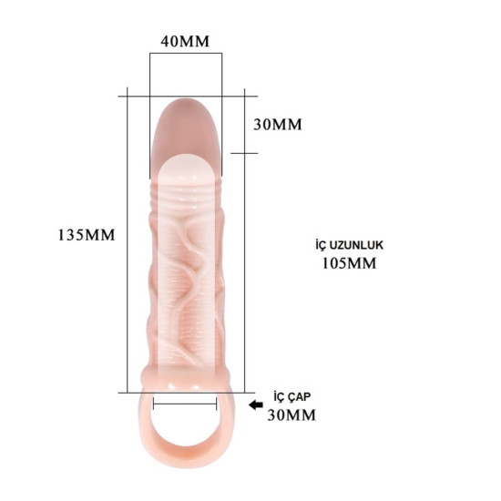3 cm Dolgulu Penis Kılıfı Uzatmalı Prezervatif Dildo