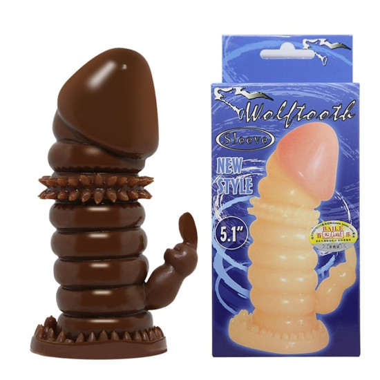 Klitoral Uyarıcılı Tırtıklı Boğumlu Penis Kılıfı