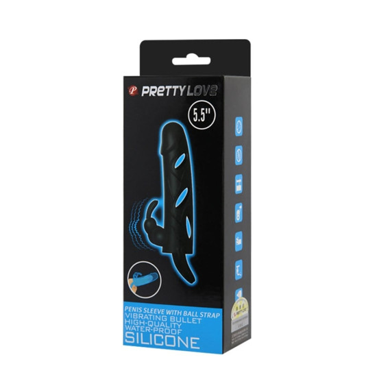 Titreşimli Klitoral Uyarıcılı Uzatmalı Penis Kılıfı Zenci Penis