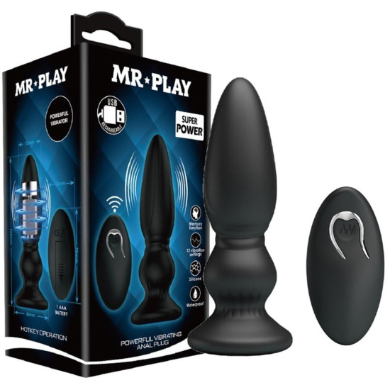 USB Şarjlı 12 Titreşim Modlu Uzaktan Kumandalı Vibratör & Boğumlu Anal Plug