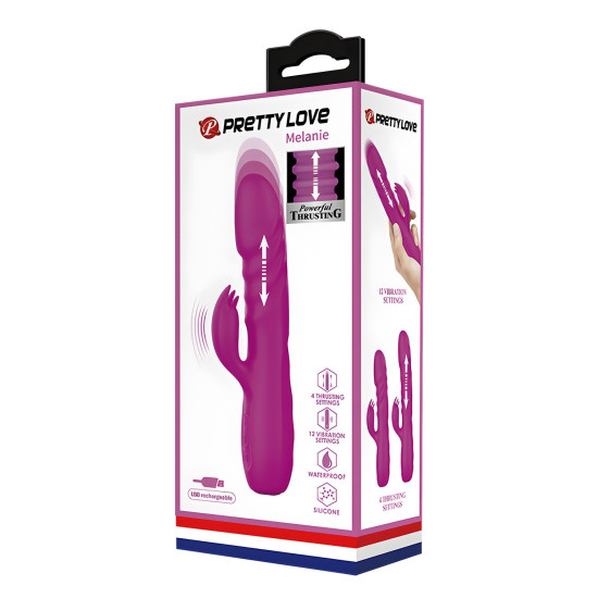 USB Şarjlı 12 Titreşim ve 4 İleri Geri Hareket Fonksiyonlu Rabbit Vibratör - Melanie