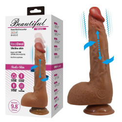 USB Şarjlı 25 cm Oynar Başlı İleri Geri Hareketli Titreşimli Dildo - Wilks